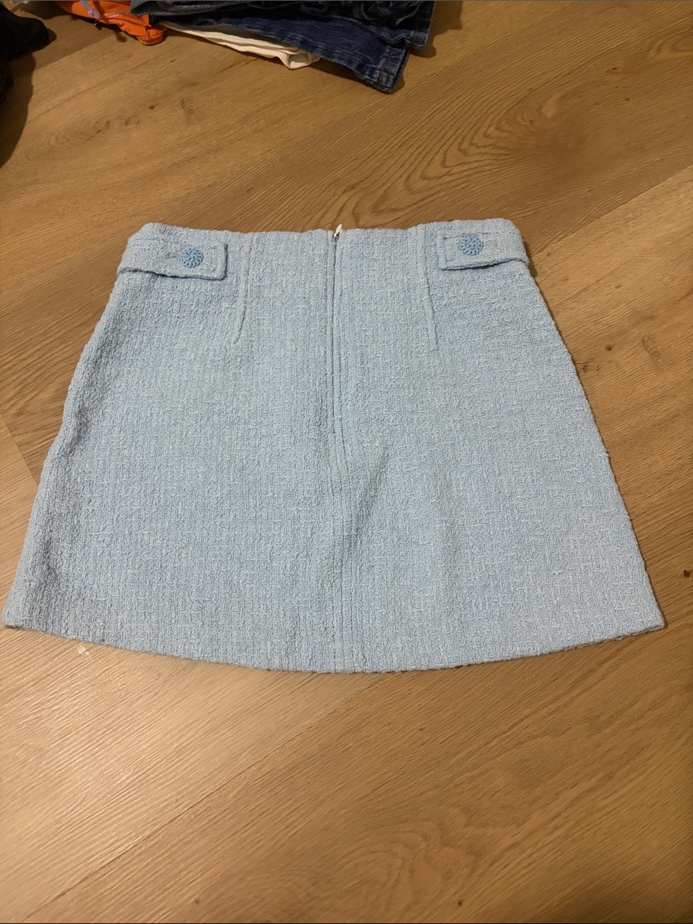 Zara Light Blue Tweed A-Line Mini Skirt - Picture 3 of 3